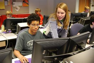 Teens in a computer lab.